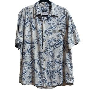 Shaver Lake 100% Silk Hawaiian Casual Button Down Topical Floral Men's Large